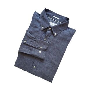 Porter & Ash 100% Linen Button Down Shirt‎ Long Sleeve Casual Mens Size Medium
